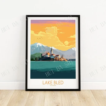 Lake Bled Poster Slovenya | Duvar Sanat Baskı | Seyahat Poster